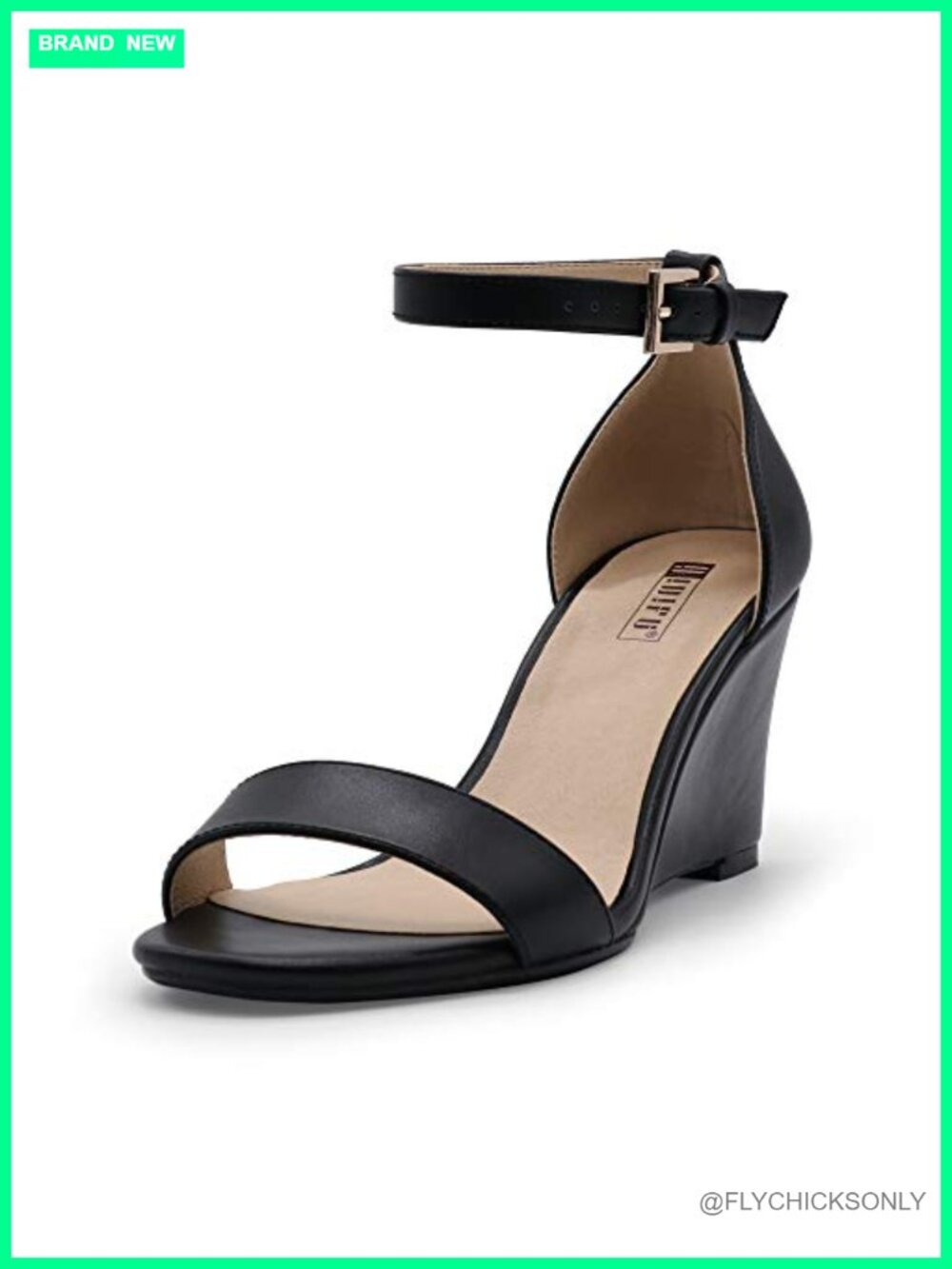 IDIFU Women's Classic Wedge Heels Sandals with Wide Adjustable Buckle Ankle